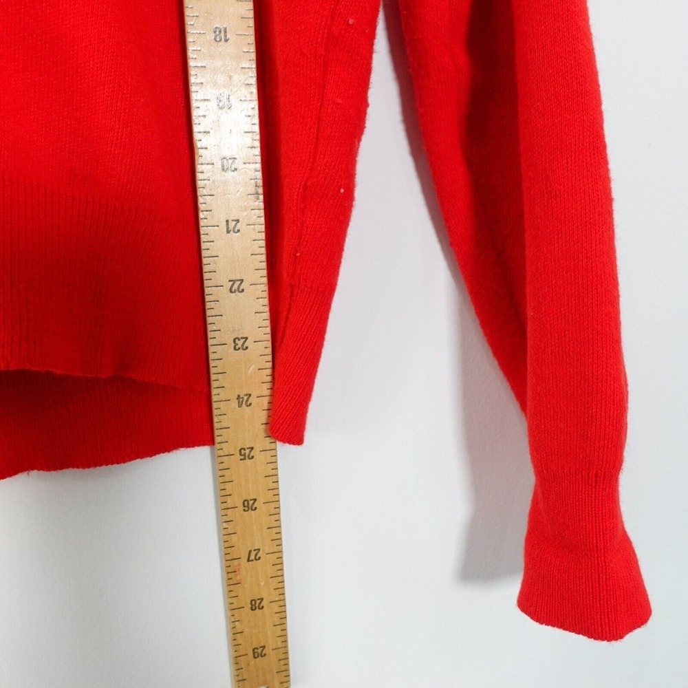 VINTAGE Champion Sweater Small Red Knit V Neck Adult Apple Washington 80s USA - Picture 6 of 11